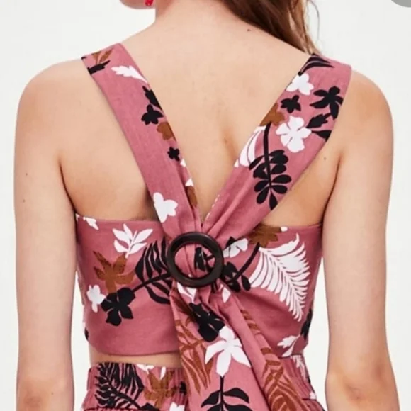 Zara TRF▪️Tropical Floral Print Crop Top - Picture 2 of 8